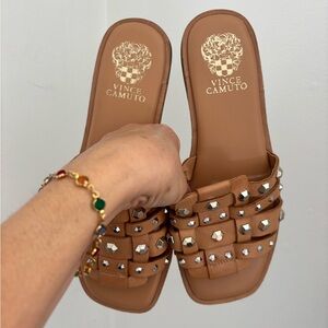 Vince Camuto Brown Studded Sandals